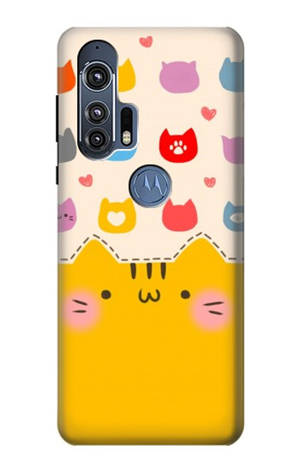 W2442 Cute Cat Cartoon Funny Hard Case and Leather Flip Case For Motorola Edge+