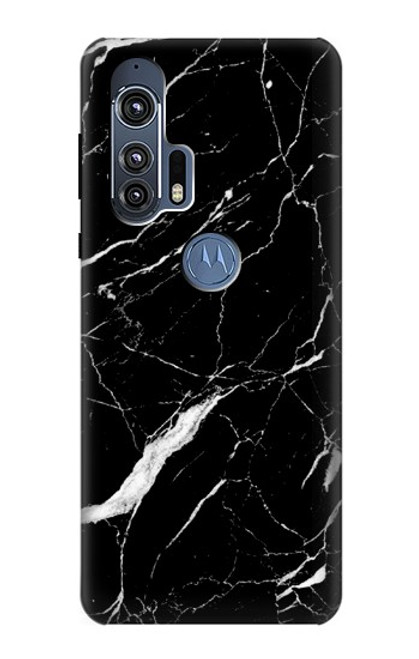 W2895 Black Marble Graphic Printed Hard Case and Leather Flip Case For Motorola Edge+