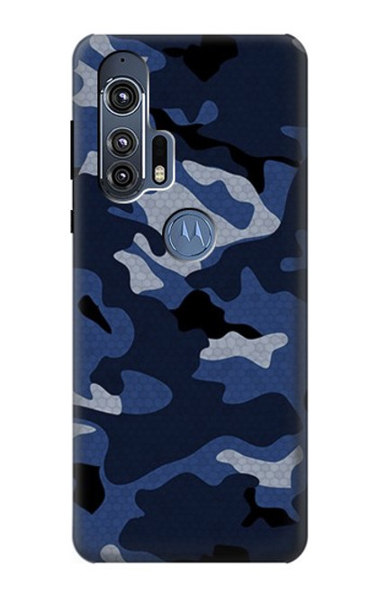 W2959 Navy Blue Camo Camouflage Hard Case and Leather Flip Case For Motorola Edge+