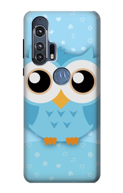 W3029 Cute Blue Owl Hard Case and Leather Flip Case For Motorola Edge+