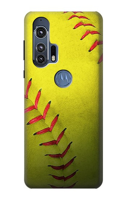 W3031 Yellow Softball Ball Hard Case and Leather Flip Case For Motorola Edge+