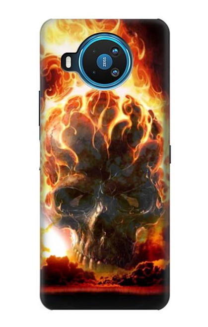 W0863 Hell Fire Skull Hard Case and Leather Flip Case For Nokia 8.3 5G