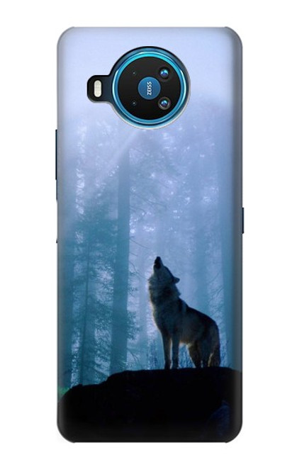 W0935 Wolf Howling in Forest Hard Case and Leather Flip Case For Nokia 8.3 5G