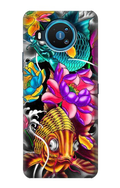 W1630 Fish Japanese Oriental Tattoo Hard Case and Leather Flip Case For Nokia 8.3 5G