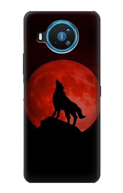 W2955 Wolf Howling Red Moon Hard Case and Leather Flip Case For Nokia 8.3 5G