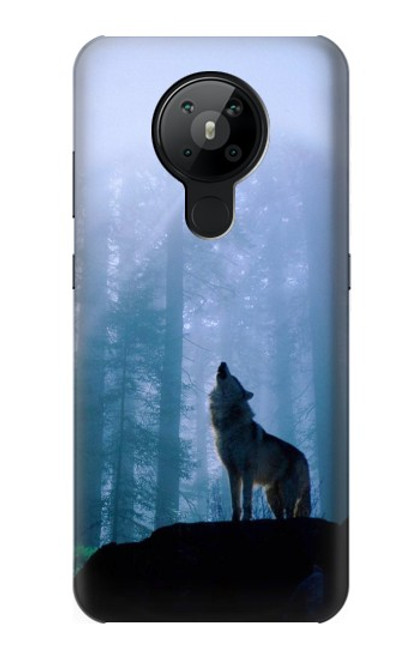 W0935 Wolf Howling in Forest Hard Case and Leather Flip Case For Nokia 5.3