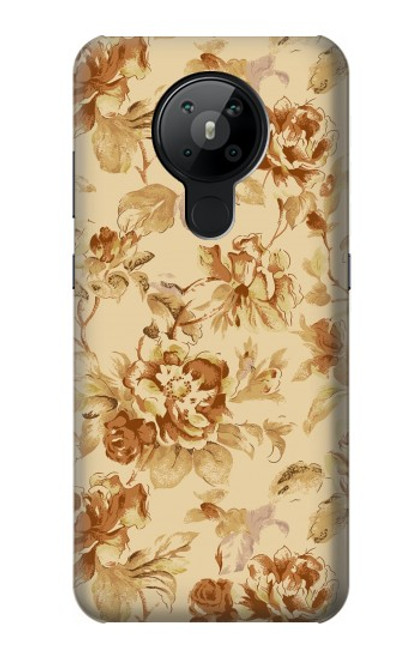 W2180 Flower Floral Vintage Pattern Hard Case and Leather Flip Case For Nokia 5.3