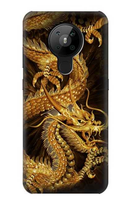 W2804 Chinese Gold Dragon Printed Hard Case and Leather Flip Case For Nokia 5.3