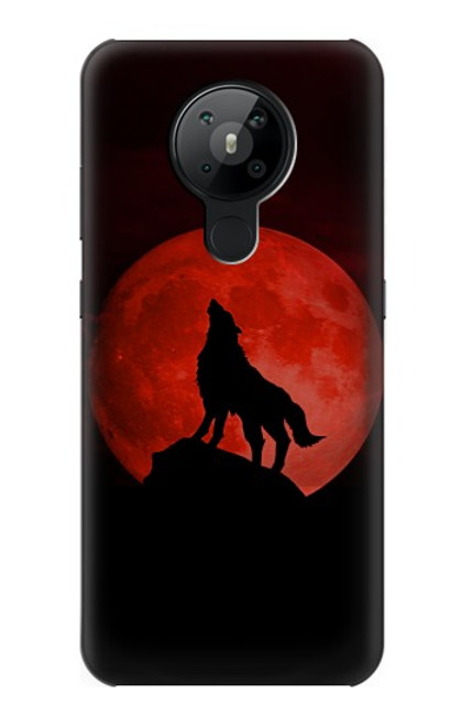 W2955 Wolf Howling Red Moon Hard Case and Leather Flip Case For Nokia 5.3