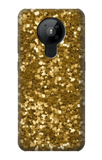 W3388 Gold Glitter Graphic Print Hard Case and Leather Flip Case For Nokia 5.3