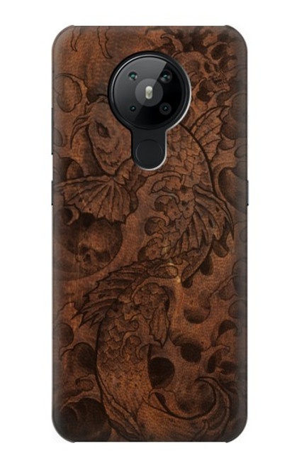 W3405 Fish Tattoo Leather Graphic Print Hard Case and Leather Flip Case For Nokia 5.3