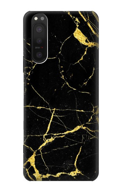 W2896 Gold Marble Graphic Printed Hard Case and Leather Flip Case For Sony Xperia 5 II