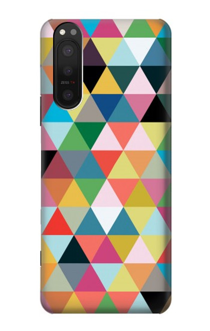 W3049 Triangles Vibrant Colors Hard Case and Leather Flip Case For Sony Xperia 5 II