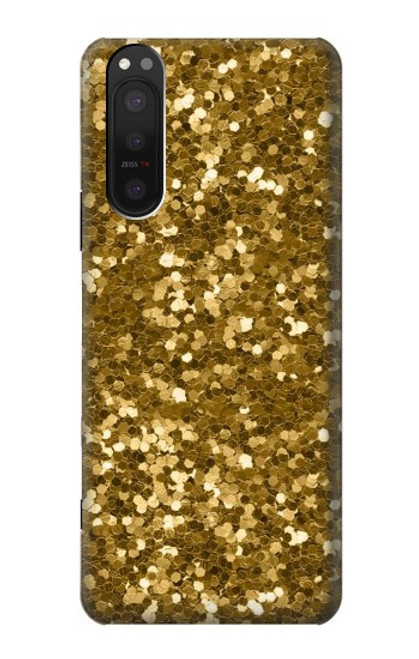 W3388 Gold Glitter Graphic Print Hard Case and Leather Flip Case For Sony Xperia 5 II