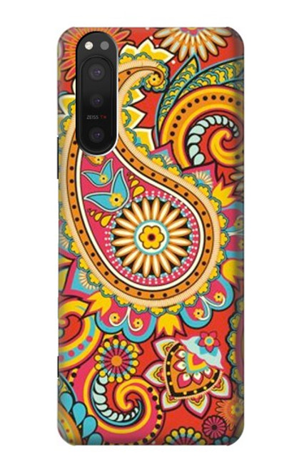 W3402 Floral Paisley Pattern Seamless Hard Case and Leather Flip Case For Sony Xperia 5 II