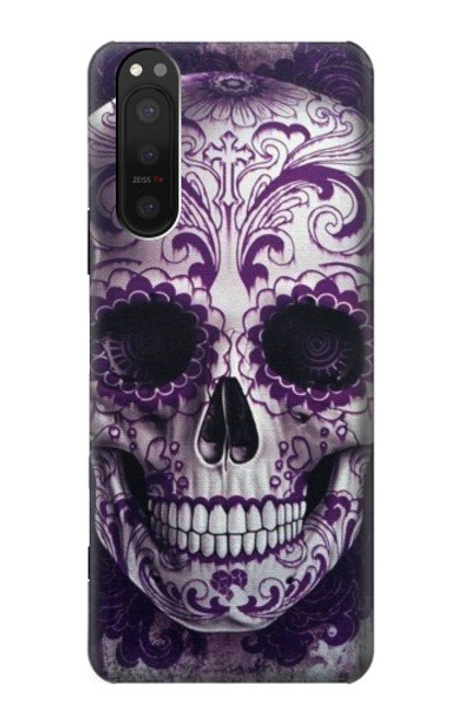 W3582 Purple Sugar Skull Hard Case and Leather Flip Case For Sony Xperia 5 II