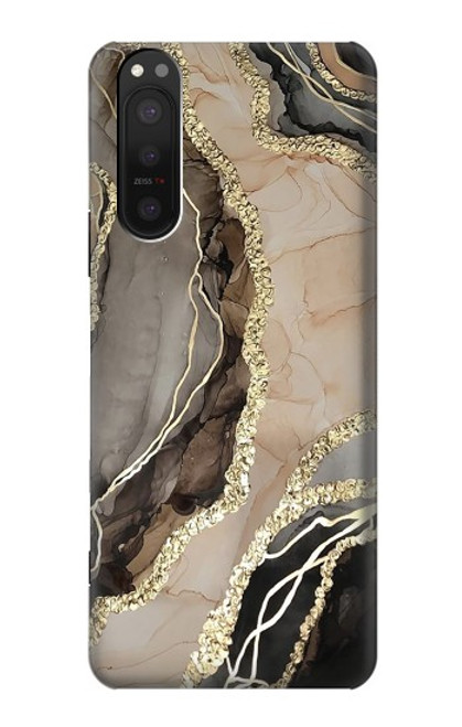 W3700 Marble Gold Graphic Printed Hard Case and Leather Flip Case For Sony Xperia 5 II