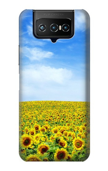 W0232 Sunflower Hard Case and Leather Flip Case For ASUS ZenFone 7 Pro