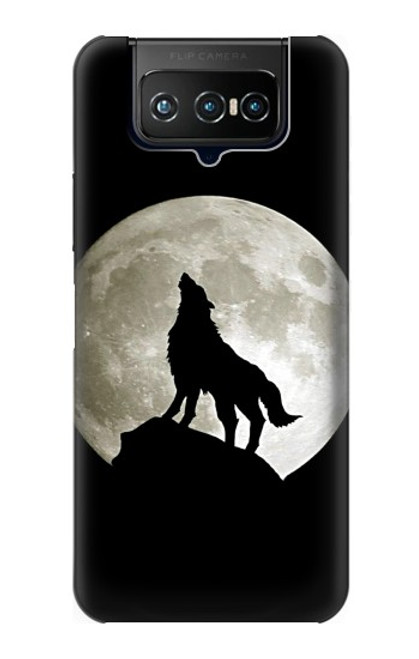 W1981 Wolf Howling at The Moon Hard Case and Leather Flip Case For ASUS ZenFone 7 Pro