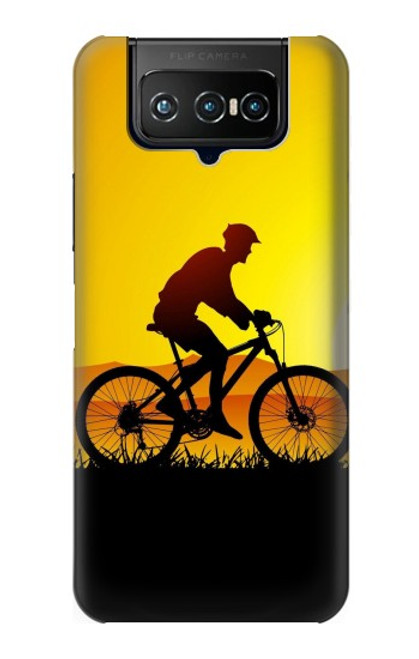 W2385 Bicycle Bike Sunset Hard Case and Leather Flip Case For ASUS ZenFone 7 Pro