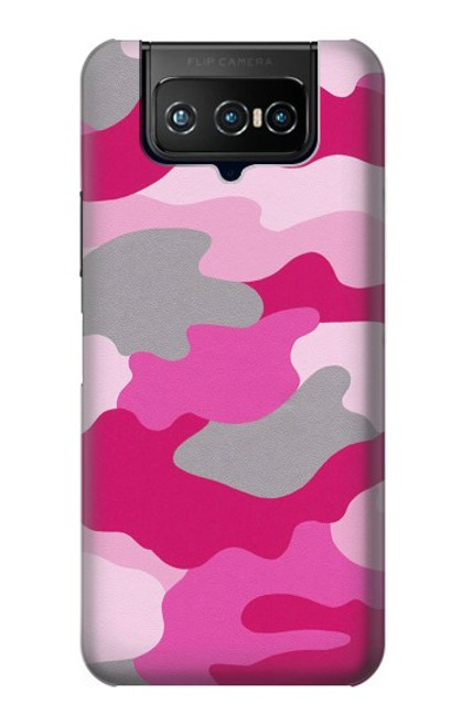 W2525 Pink Camo Camouflage Hard Case and Leather Flip Case For ASUS ZenFone 7 Pro