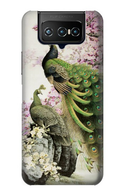 W2773 Peacock Chinese Brush Painting Hard Case and Leather Flip Case For ASUS ZenFone 7 Pro