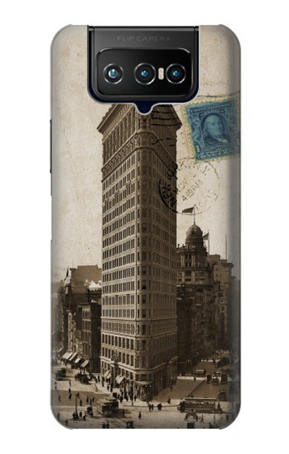 W2832 New York 1903 Flatiron Building Postcard Hard Case and Leather Flip Case For ASUS ZenFone 7 Pro