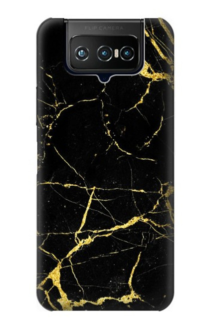 W2896 Gold Marble Graphic Printed Hard Case and Leather Flip Case For ASUS ZenFone 7 Pro