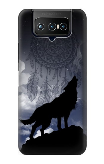 W3011 Dream Catcher Wolf Howling Hard Case and Leather Flip Case For ASUS ZenFone 7 Pro
