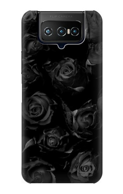 W3153 Black Roses Hard Case and Leather Flip Case For ASUS ZenFone 7 Pro