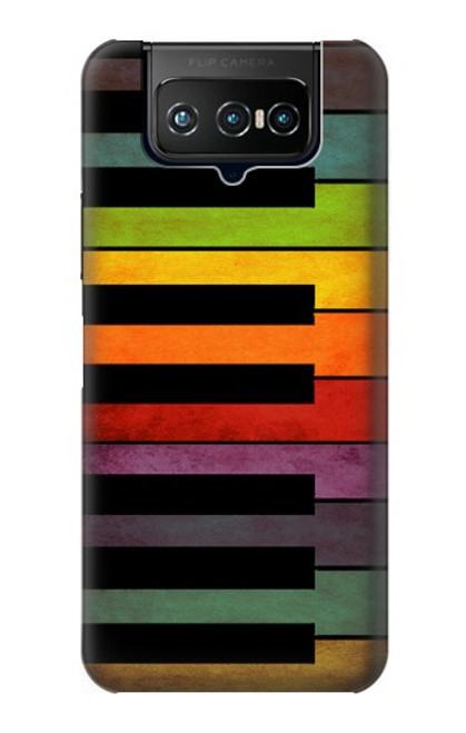 W3451 Colorful Piano Hard Case and Leather Flip Case For ASUS ZenFone 7 Pro