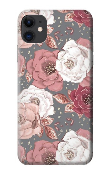 W3716 Rose Floral Pattern Hard Case and Leather Flip Case For iPhone 11