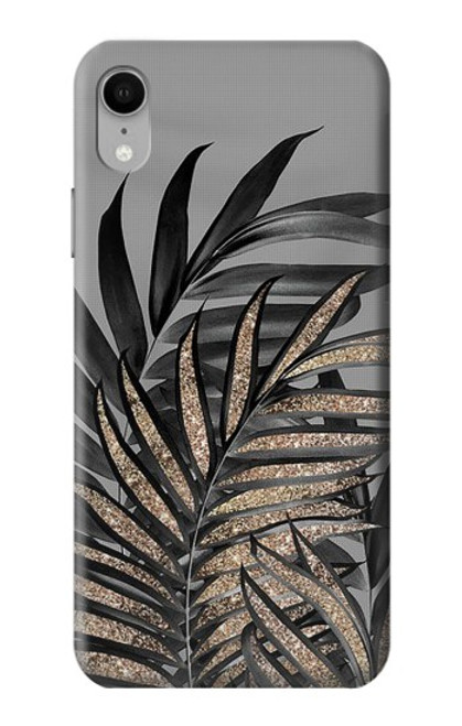 W3692 Gray Black Palm Leaves Hard Case and Leather Flip Case For iPhone XR