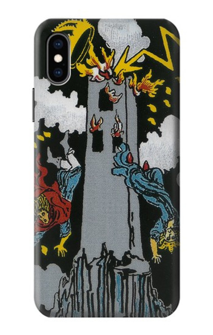 W3745 Tarot Card The Tower Hard Case and Leather Flip Case For iPhone X, iPhone XS