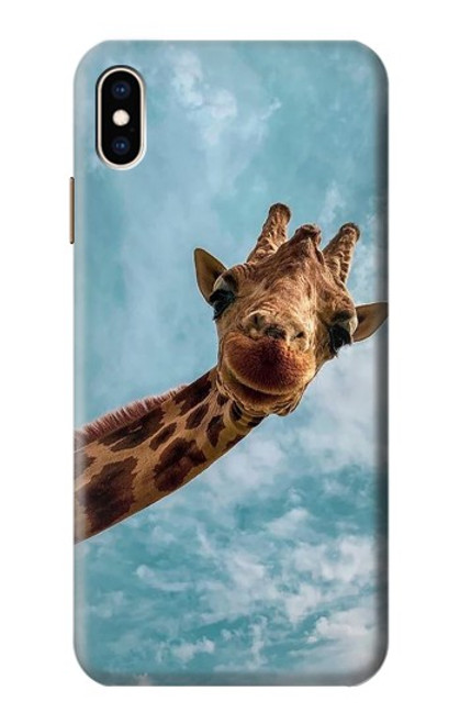 W3680 Cute Smile Giraffe Hard Case and Leather Flip Case For iPhone XS Max