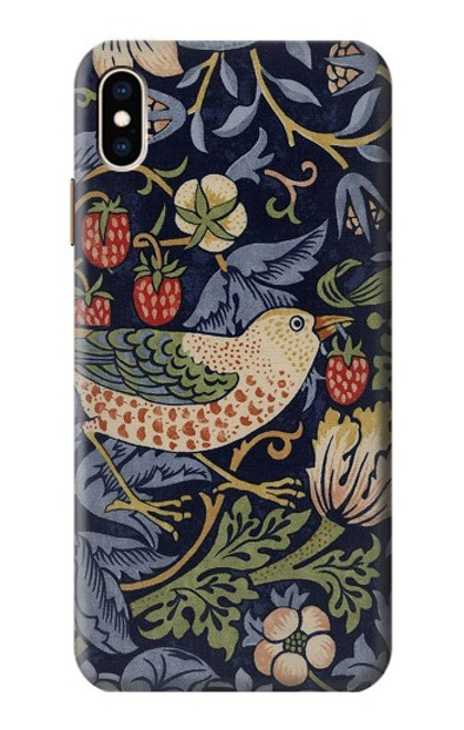 W3791 William Morris Strawberry Thief Fabric Hard Case and Leather Flip Case For iPhone XS Max