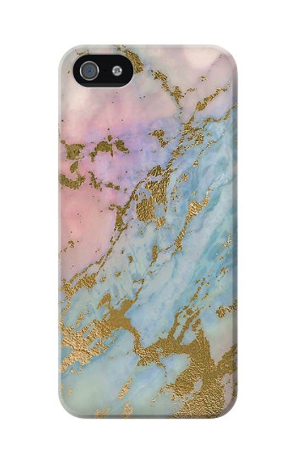 W3717 Rose Gold Blue Pastel Marble Graphic Printed Hard Case and Leather Flip Case For iPhone 5C
