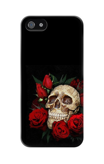 W3753 Dark Gothic Goth Skull Roses Hard Case and Leather Flip Case For iPhone 5C
