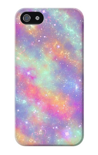 W3706 Pastel Rainbow Galaxy Pink Sky Hard Case and Leather Flip Case For iPhone 4 4S