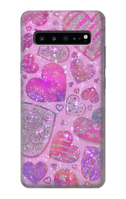 W3710 Pink Love Heart Hard Case and Leather Flip Case For Samsung Galaxy S10 5G
