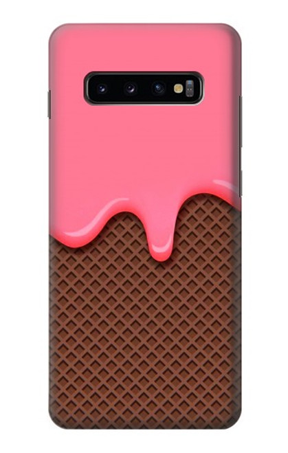 W3754 Strawberry Ice Cream Cone Hard Case and Leather Flip Case For Samsung Galaxy S10 Plus