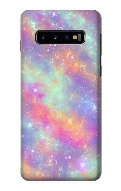 W3706 Pastel Rainbow Galaxy Pink Sky Hard Case and Leather Flip Case For Samsung Galaxy S10