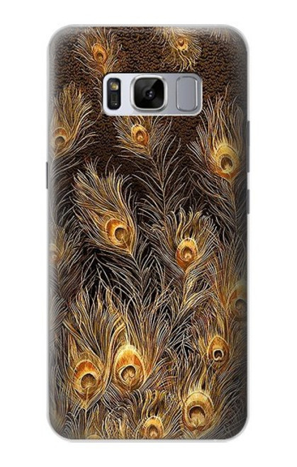 W3691 Gold Peacock Feather Hard Case and Leather Flip Case For Samsung Galaxy S8 Plus