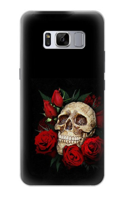 W3753 Dark Gothic Goth Skull Roses Hard Case and Leather Flip Case For Samsung Galaxy S8