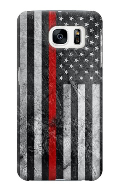 W3687 Firefighter Thin Red Line American Flag Hard Case and Leather Flip Case For Samsung Galaxy S7