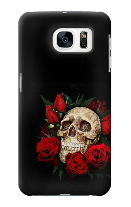 W3753 Dark Gothic Goth Skull Roses Hard Case and Leather Flip Case For Samsung Galaxy S7