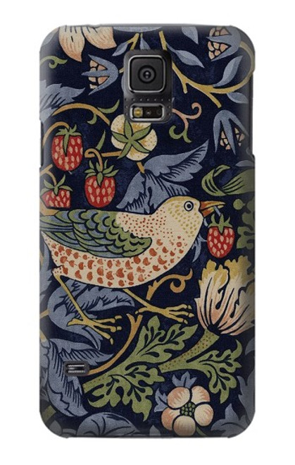 W3791 William Morris Strawberry Thief Fabric Hard Case and Leather Flip Case For Samsung Galaxy S5