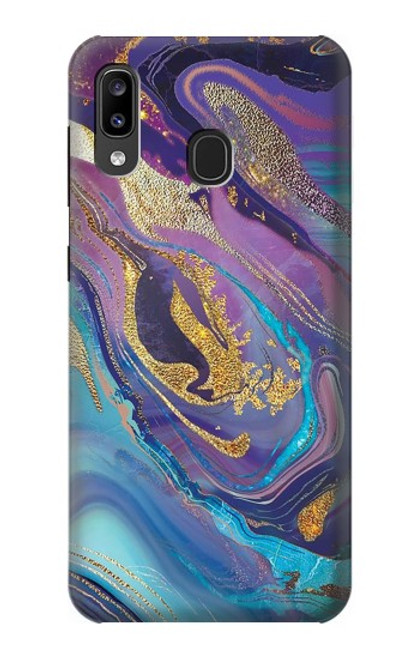 W3676 Colorful Abstract Marble Stone Hard Case and Leather Flip Case For Samsung Galaxy A20, Galaxy A30