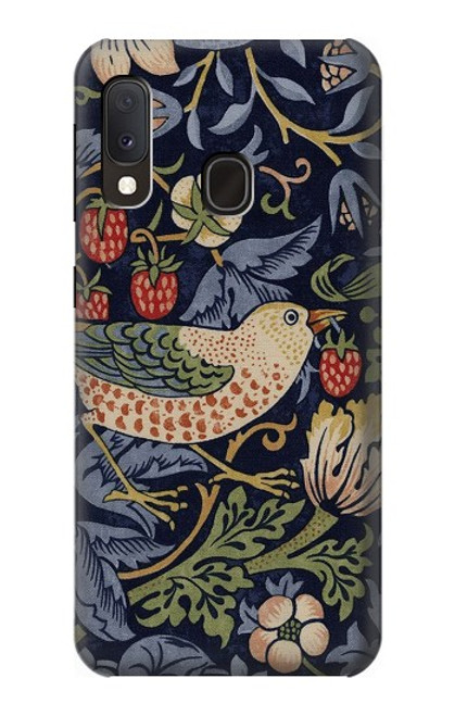 W3791 William Morris Strawberry Thief Fabric Hard Case and Leather Flip Case For Samsung Galaxy A20e