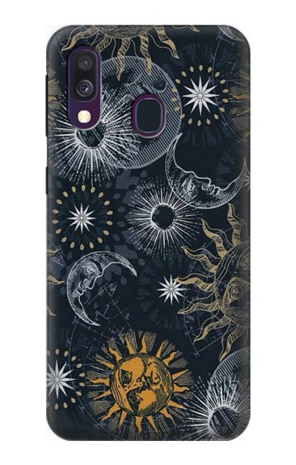 W3702 Moon and Sun Hard Case and Leather Flip Case For Samsung Galaxy A40